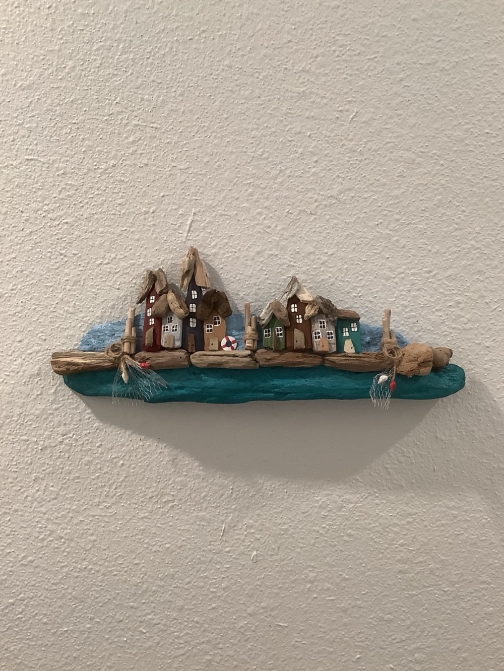 Driftwood Art, Driftwood Fishing Village, Driftwood Coastal Wall Art